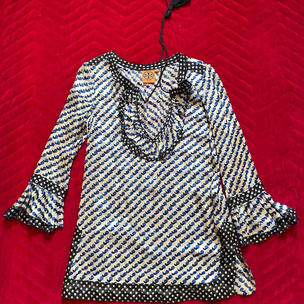 Tory Burch Blue x White Top in Small